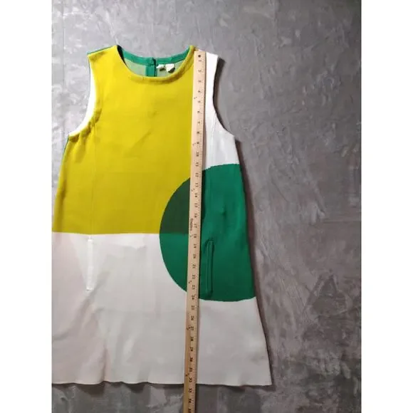 MOTH Anthropologie Green Yellow Retro Mod Sleeveless Colorblock Mini Dress Large - Picture 4 of 16
